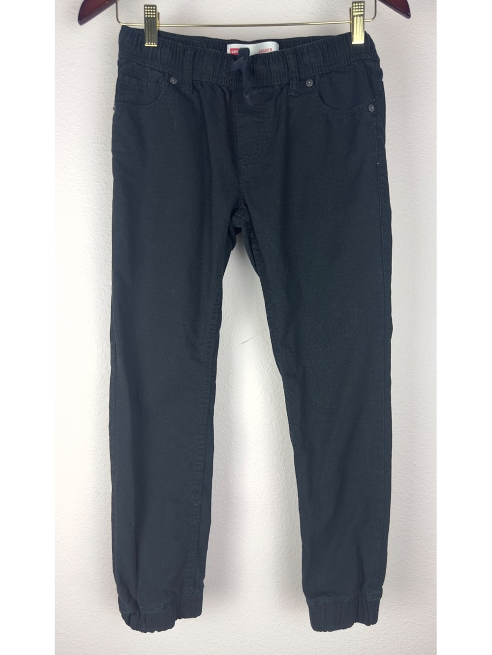Levi’s Kids Boys Size M Black Jogger Pants Elastic Waist Cuffed Ripstop Casual